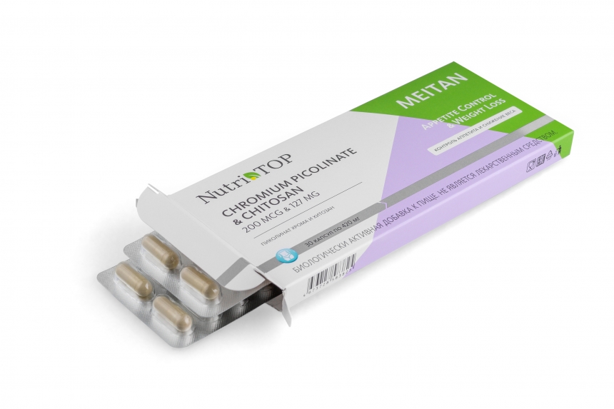 Биологически активная добавка к пище Chromium Picolinate & Chitosan (Пиколинат Хрома и Хитозан) NutriTOP MeiTan