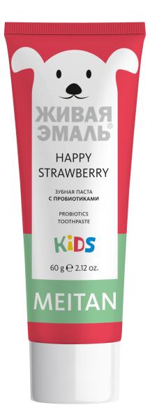 Зубная паста с пробиотиками HAPPY STRAWBERRY Живая эмаль MeiTan