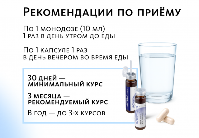 Комплекс для зрения Ясный фокус-Дуо (монодозы + капсулы) MEITANGreen MeiTan