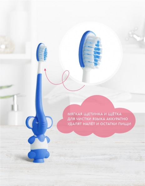 Детская зубная щётка с песочными часиками (голубая) Живая эмаль MeiTan
