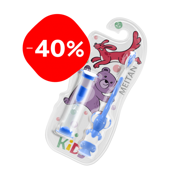 Детская зубная щётка с песочными часиками (голубая) Живая эмаль MeiTan
