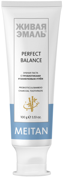 Зубная паста с пробиотиками и бамбуковым углём PERFECT BALANCE Живая эмаль MeiTan