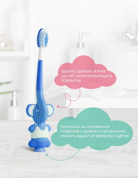 Детская зубная щётка с песочными часиками (голубая) Живая эмаль MeiTan