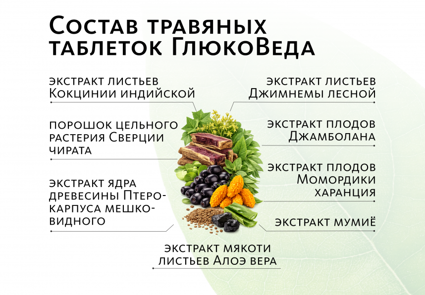 Аюрведические травяные таблетки «ГлюкоВеда плюс»: ПРИ ДИАБЕТЕ И ЛИШНЕМ ВЕСЕ Indo Medica MeiTan