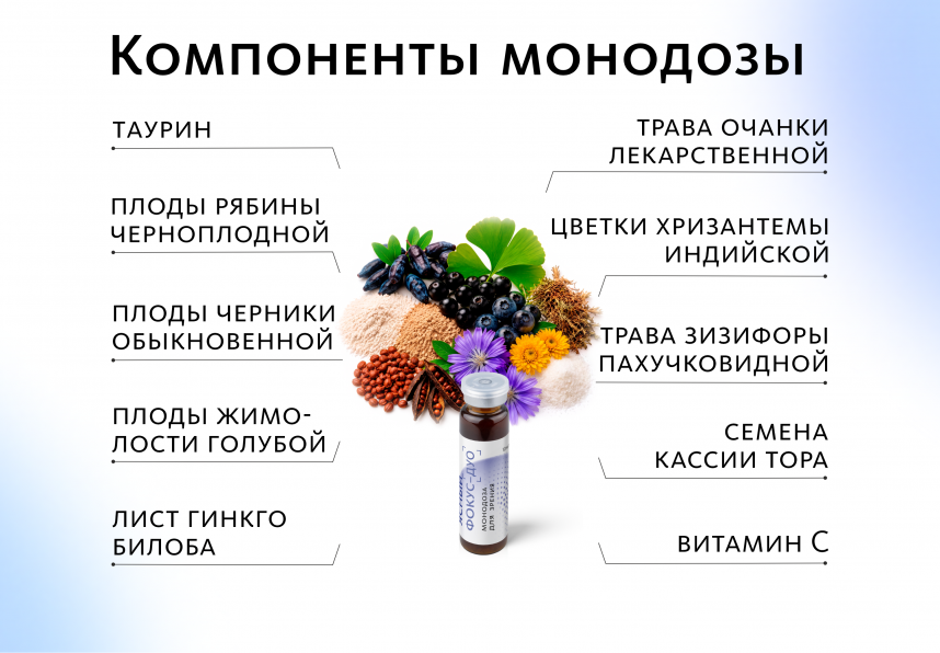 Комплекс для зрения Ясный фокус-Дуо (монодозы + капсулы) MEITANGreen MeiTan