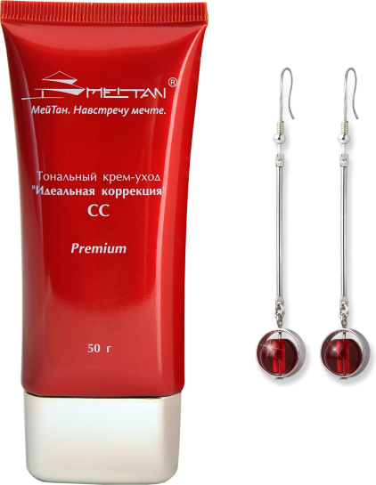 Тональный крем-уход CC с SPF10 и серьги «Зимняя вишня» (в серебре) в подарок Эксклюзивные разработки от МейТан MeiTan