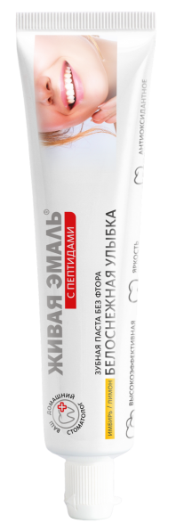 «Белоснежная улыбка» зубная паста без фтора с пептидами, имбирём и лимоном Живая эмаль MeiTan