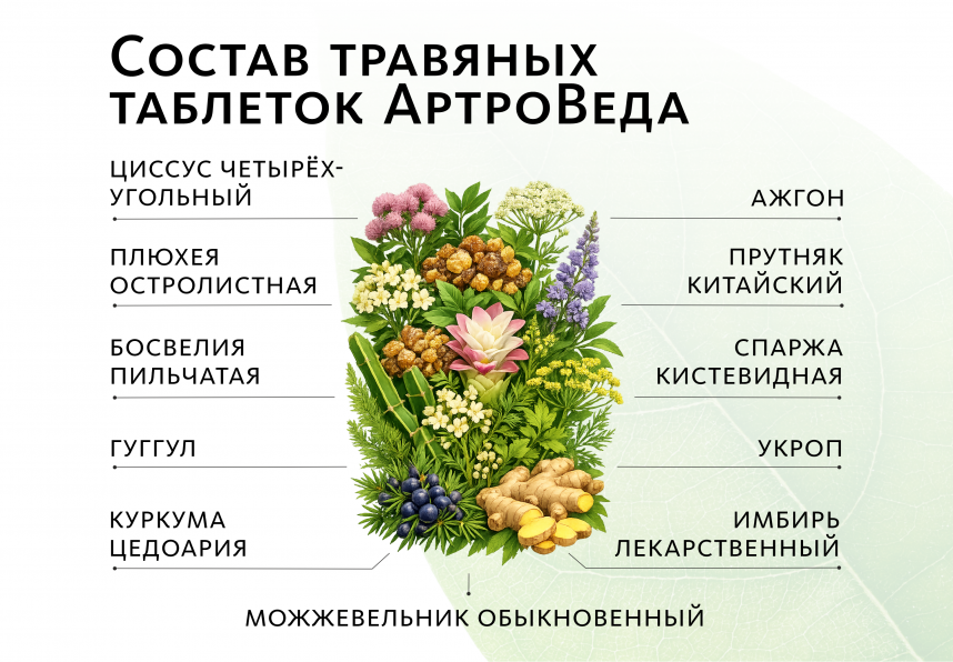 Аюрведические травяные таблетки «АртроВеда»: для опорно-двигательного аппарата Indo Medica MeiTan