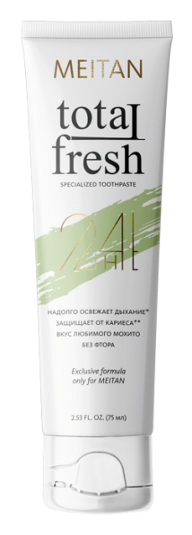 Зубная паста со вкусом мохито TOTAL FRESH 24H Живая эмаль MeiTan