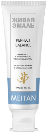 Зубная паста с пробиотиками и бамбуковым углём PERFECT BALANCE Живая эмаль MeiTan