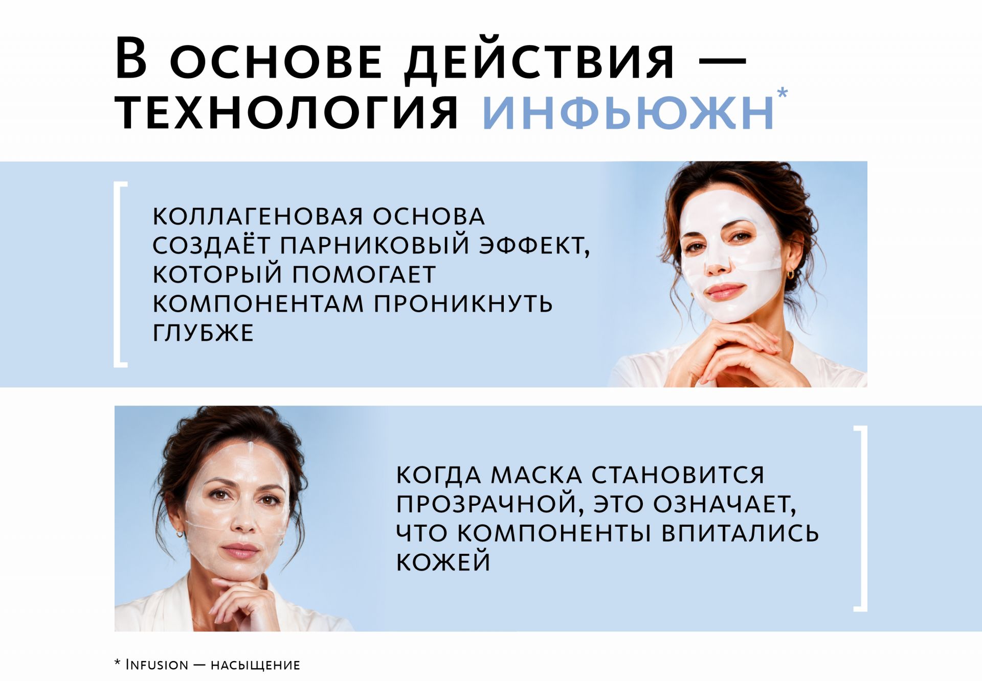НАБОР 5 шт. Коллагеновая маска с пептидом и гиалуроновой кислотой Infusion